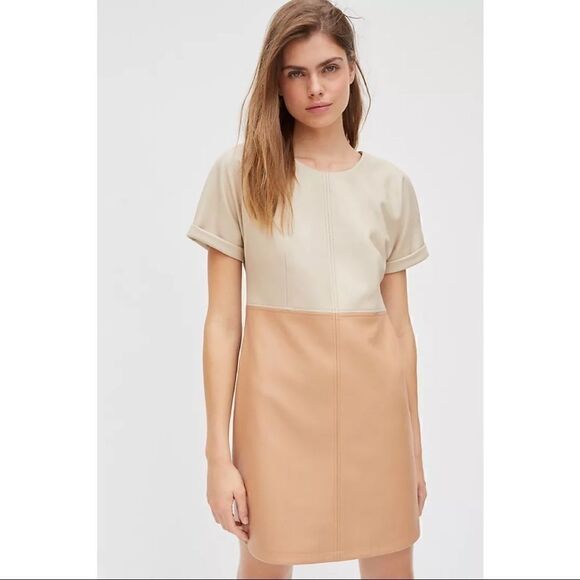 NEW Anthropologie Avec Les Filles Vegan Faux Leather Andrea Mini Dress X-Large - Picture 2 of 4